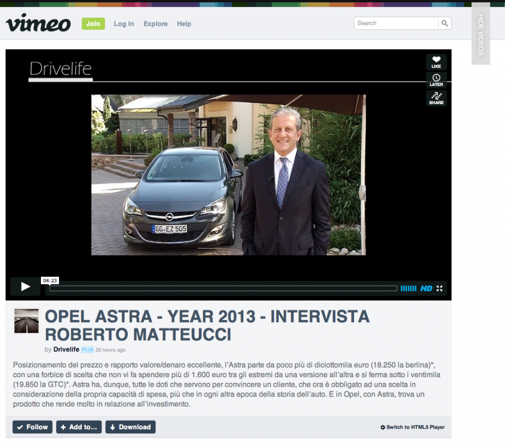 Opel Astra modello 2013 intervista Roberto Matteucci @ drivelife magazine